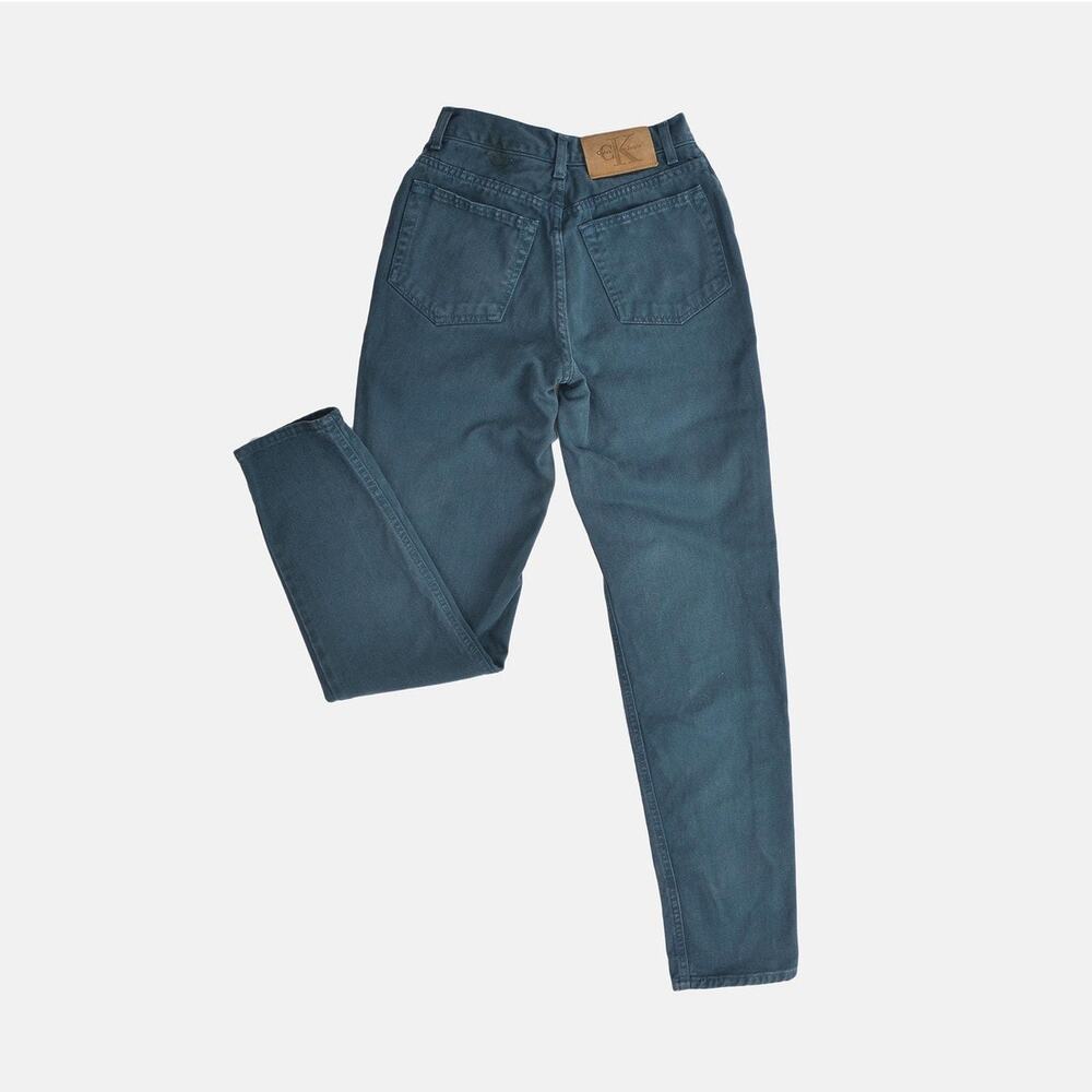 Vintage 90s Calvin Klein Jeans, Teal Green High Waisted Slim Fit Tapered Leg XS